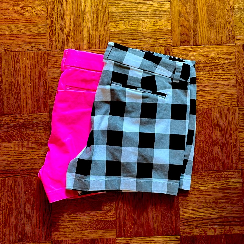Lot of 2 ANA size 10 twill shorts. Pink. Black and white checkered